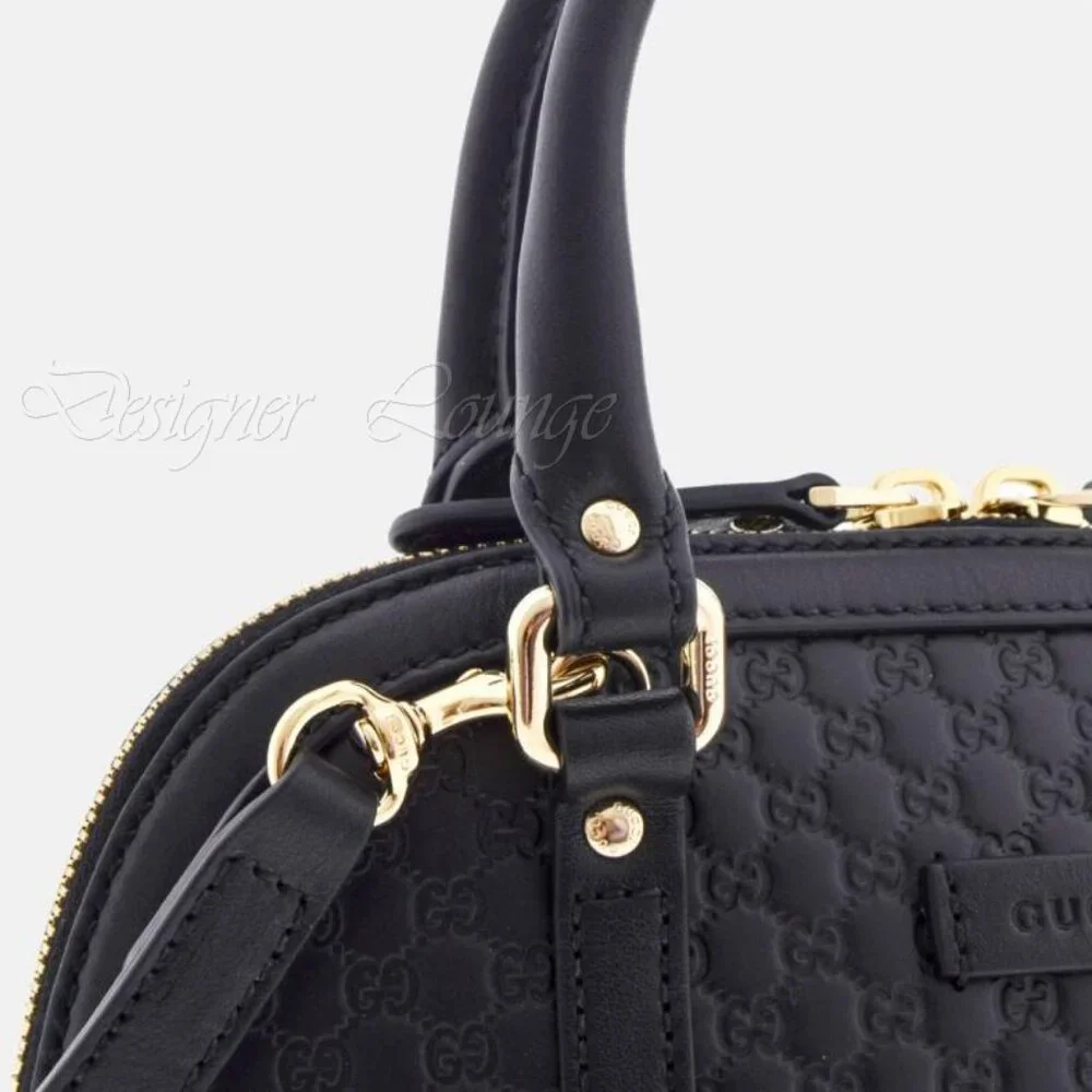 NEW GUCCI MicroGuccissima GG Crossbody Black Leather Dome Bag Small $1,950